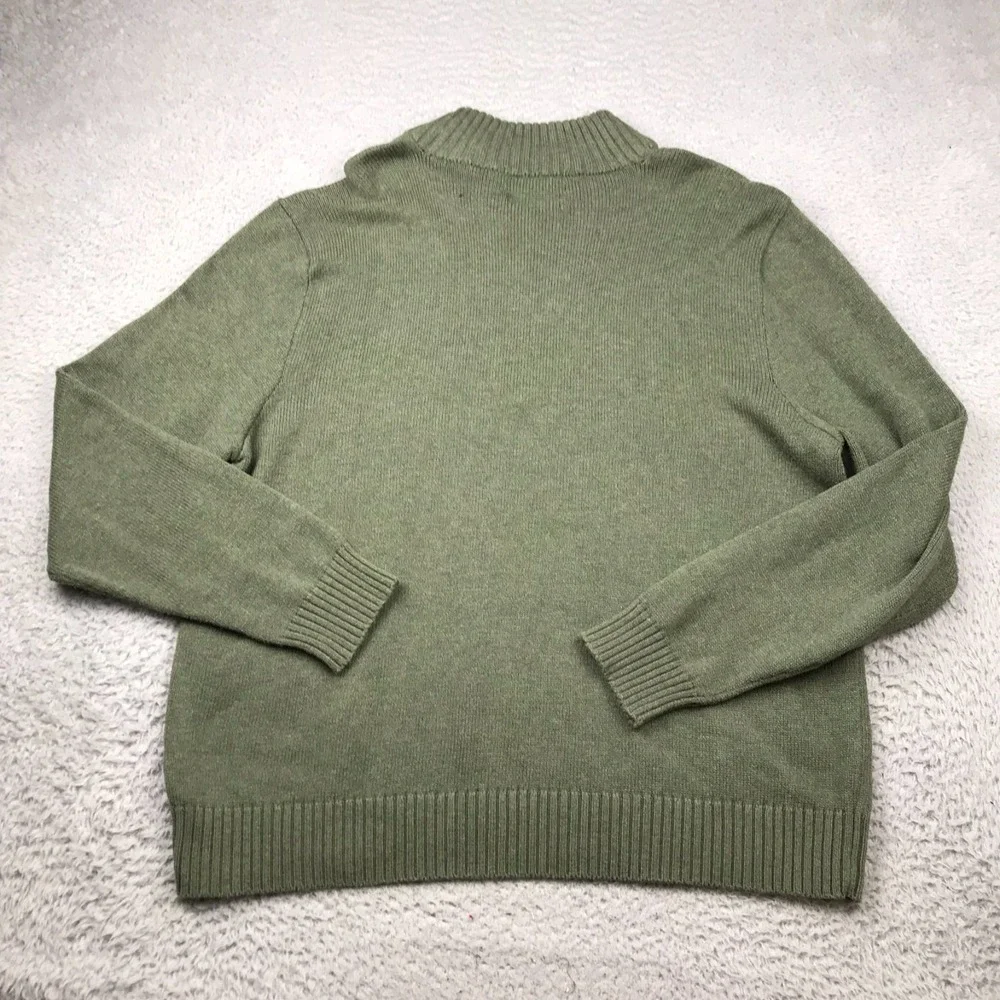 Polo Ralph Lauren 1/4 Zip Sweater Mens 2XL Green Cotton Knit Pullover Vintage